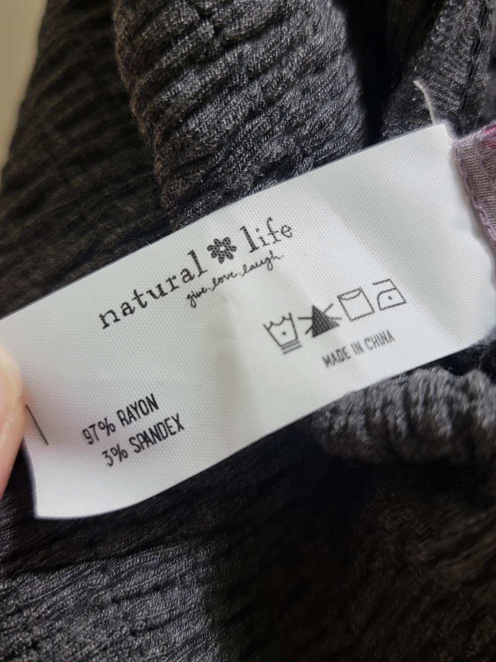 NATURAL LIFE Charcoal Smocked Tank Jumpsuit with Purple And Pink Flowers - Picture 6 of 7